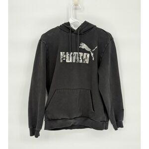 Puma Streetwear Camo Logo Hoodie‎ Black Graphic Mens M